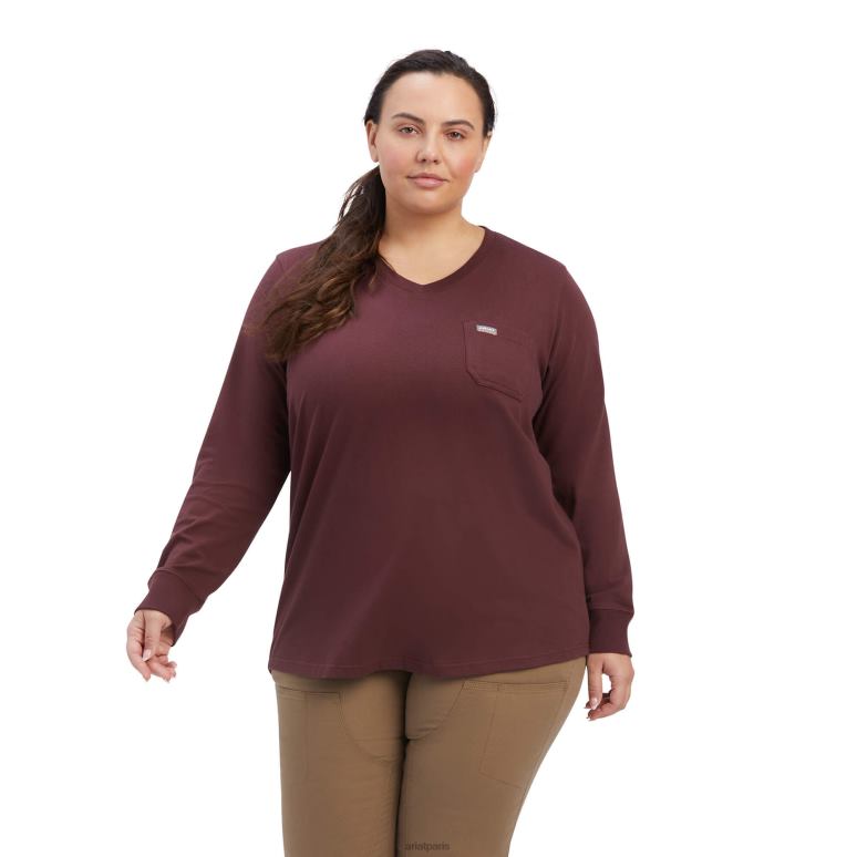 RJ66P3185 t-shirt graphique sud-ouest fort en coton d'armature Ariat hauts chocolat décadent femmes