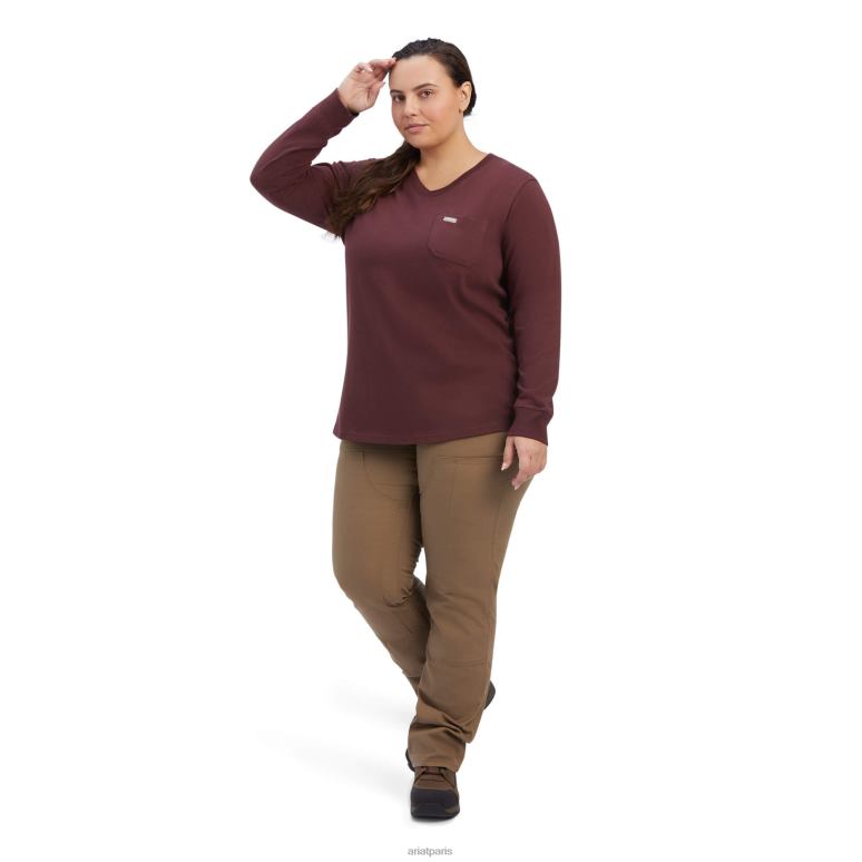 RJ66P3185 t-shirt graphique sud-ouest fort en coton d'armature Ariat hauts chocolat décadent femmes