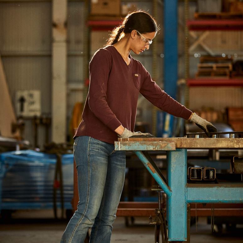 RJ66P3185 t-shirt graphique sud-ouest fort en coton d'armature Ariat hauts chocolat décadent femmes