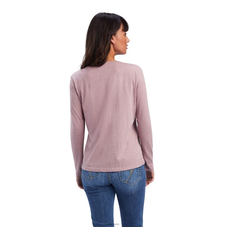 RJ66P3190 t-shirt décontracté avec logo sur la poitrine Ariat hauts rose nostalgie femmes