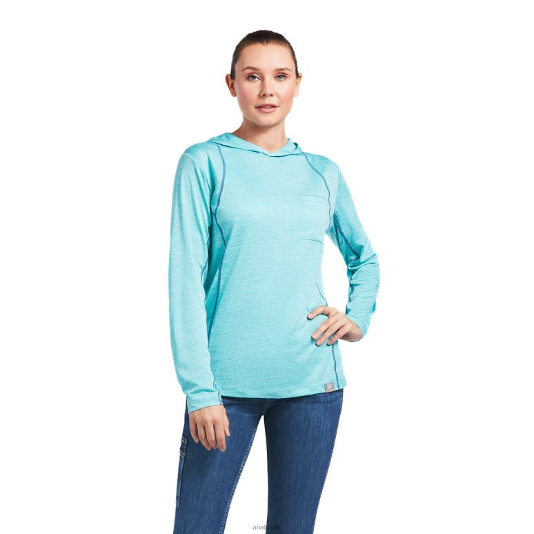 RJ66P3215 t-shirt soleil à capuche rebar évolution Ariat hauts ruisseau des prés femmes