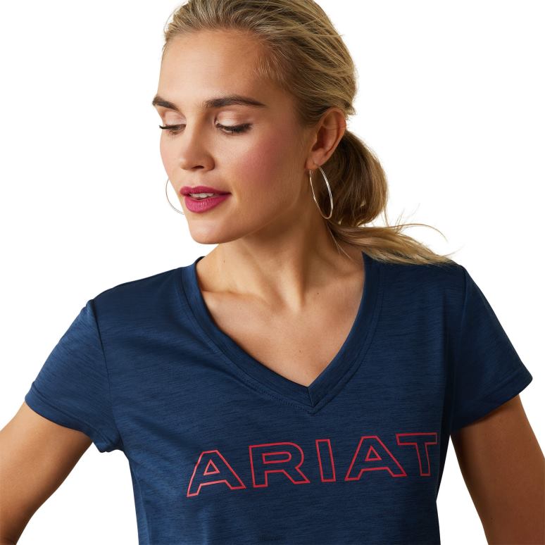 RJ66P3223 haut à logo lagon Ariat hauts éclipse marine femmes