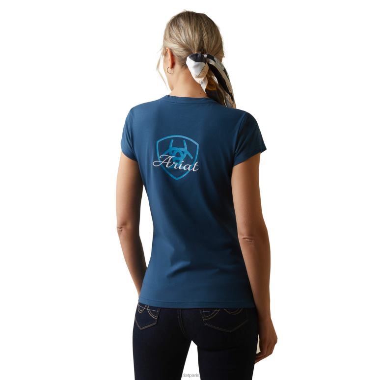 RJ66P3228 t-shirt à logo Ariat hauts pétrole profond femmes