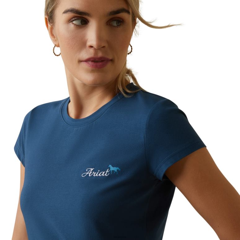 RJ66P3228 t-shirt à logo Ariat hauts pétrole profond femmes