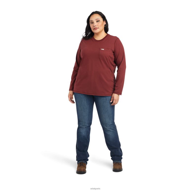 RJ66P3237 t-shirt avec logo usa d'ouvrier de barres d'armature Ariat hauts port femmes