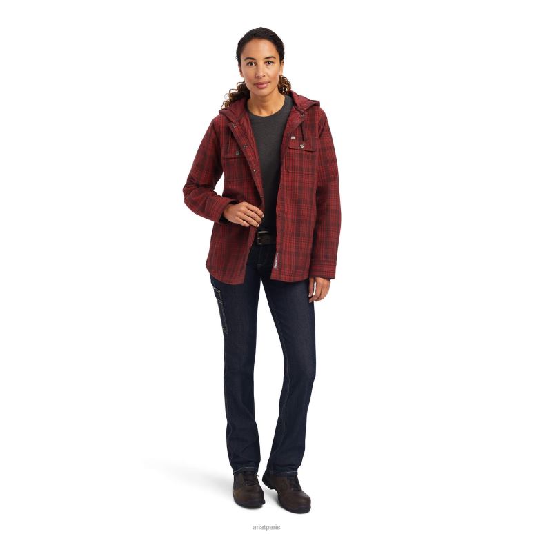 RJ66P3425 veste-chemise en flanelle Ariat hauts bois de rose femmes
