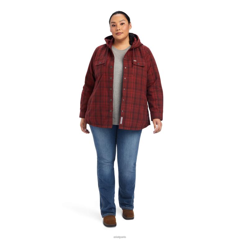 RJ66P3425 veste-chemise en flanelle Ariat hauts bois de rose femmes