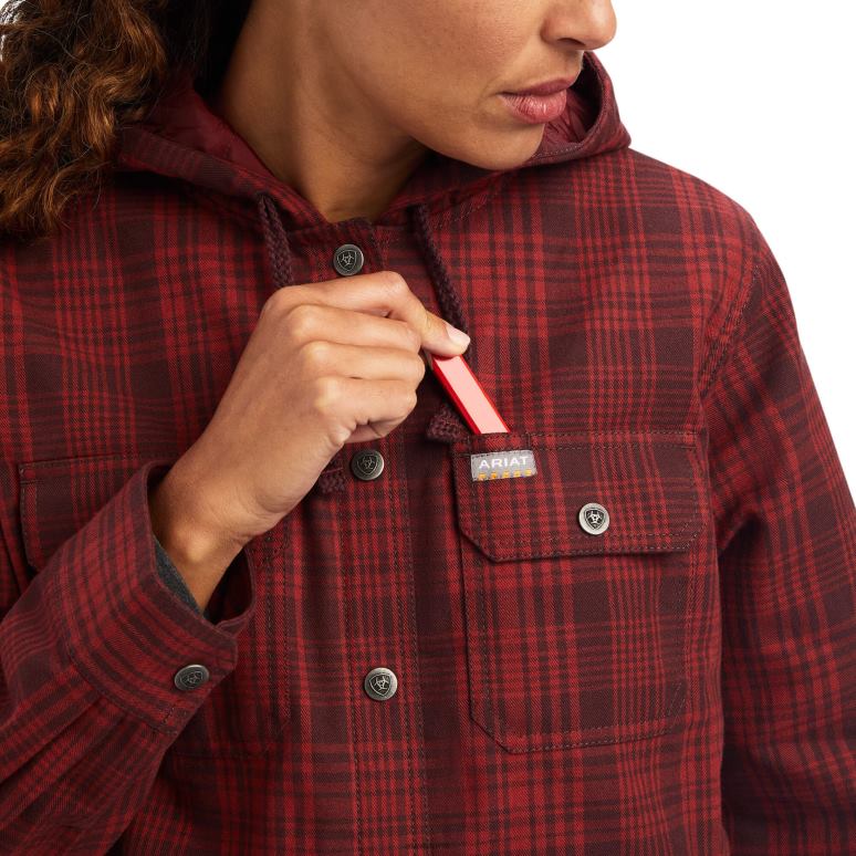 RJ66P3425 veste-chemise en flanelle Ariat hauts bois de rose femmes