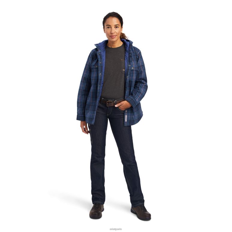 RJ66P3426 veste-chemise en flanelle Ariat hauts marine femmes