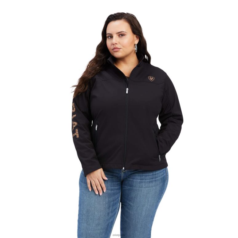 RJ66P3473 nouvelle veste softshell de l'équipe Ariat hauts noir/léopard femmes
