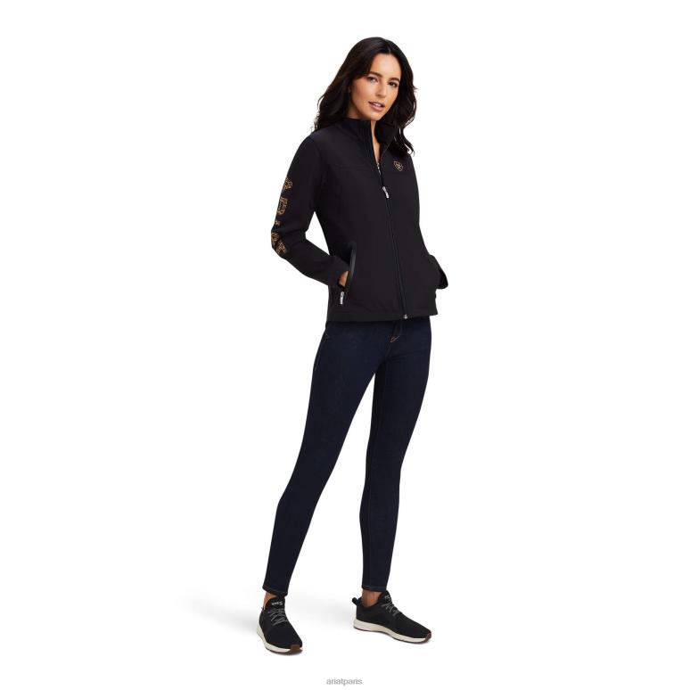 RJ66P3473 nouvelle veste softshell de l'équipe Ariat hauts noir/léopard femmes
