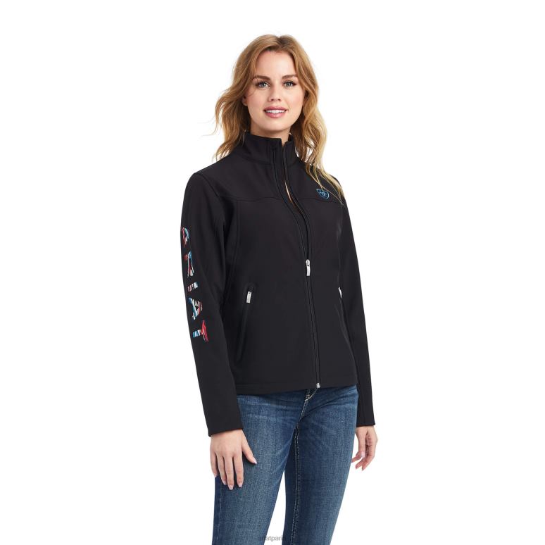 RJ66P3476 veste chimayo softshell avec logo de l'équipe Ariat hauts imprimé noir/marine du Nouveau-Mexique femmes