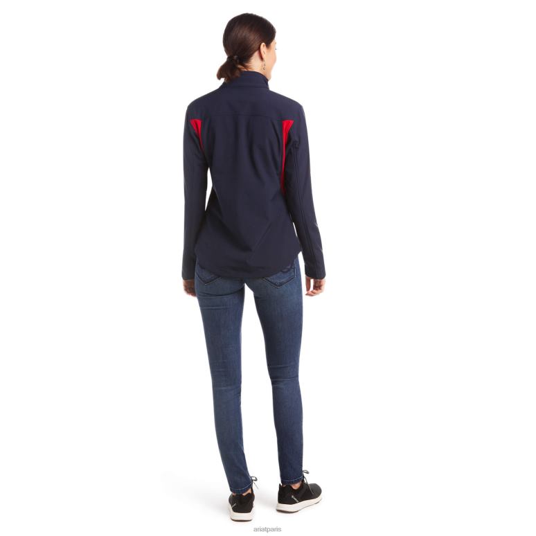 RJ66P3482 nouvelle veste softshell de l'équipe Ariat hauts bleu marine/rouge femmes