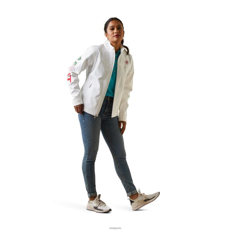 RJ66P3492 veste softshell mexique de l'équipe classique Ariat hauts blanc femmes