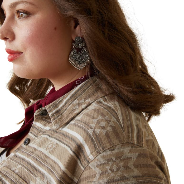 RJ66P3521 veste chemise vraie corvée Ariat hauts jacquard dakota femmes