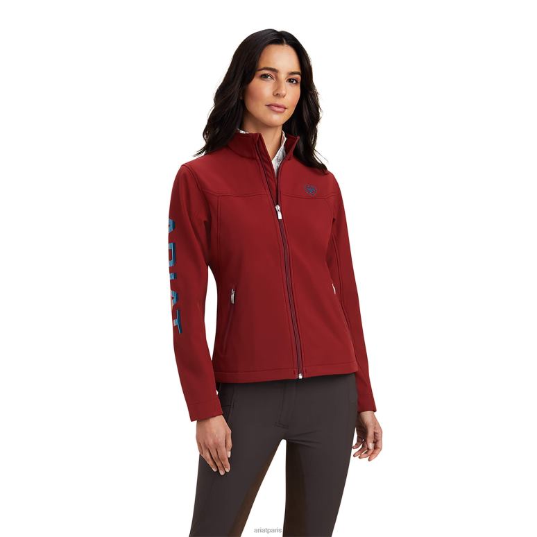 RJ66P3529 nouvelle veste softshell de l'équipe Ariat hauts rouge rouge/sérape céleste femmes