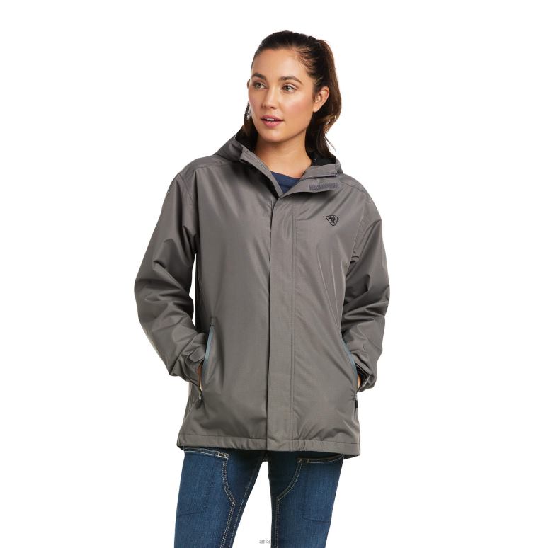 RJ66P3556 veste imperméable à logo Rebar Stormshell Ariat hauts barres d'armature gris/noir femmes