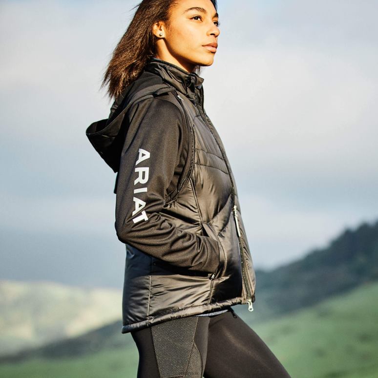 RJ66P3599 répondre veste Ariat hauts noir femmes