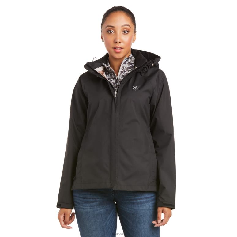 RJ66P3619 veste imperméable pliable Ariat hauts noir femmes