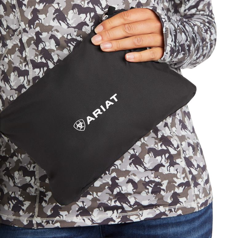 RJ66P3619 veste imperméable pliable Ariat hauts noir femmes