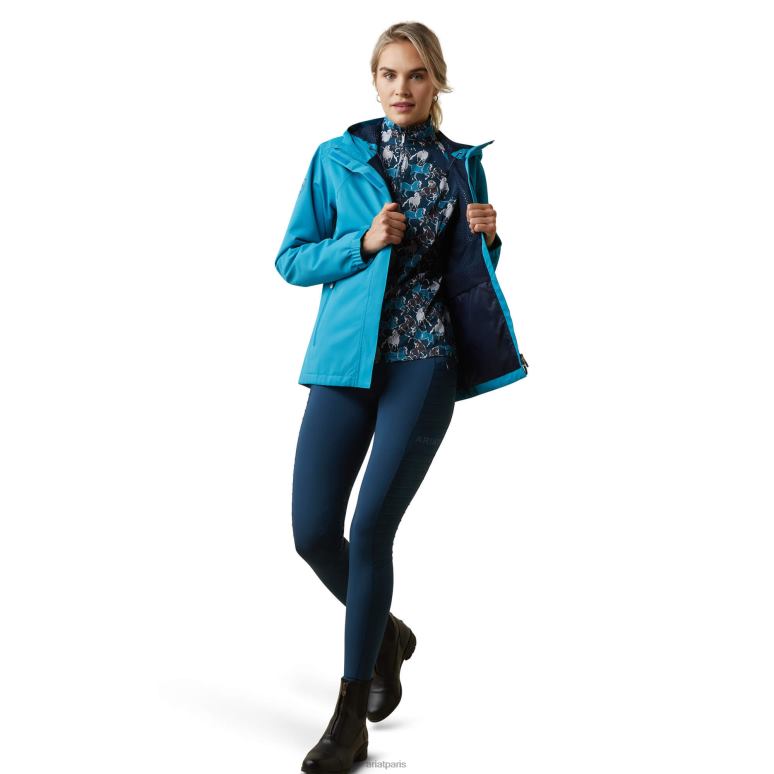 RJ66P3624 veste imperméable spectateur Ariat hauts mosaïque bleue femmes