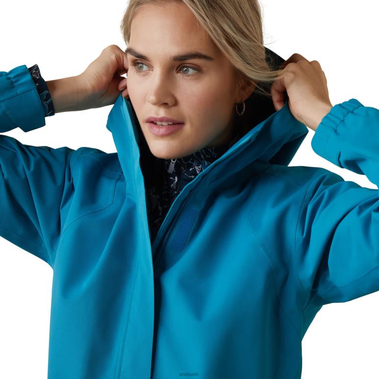 RJ66P3624 veste imperméable spectateur Ariat hauts mosaïque bleue femmes