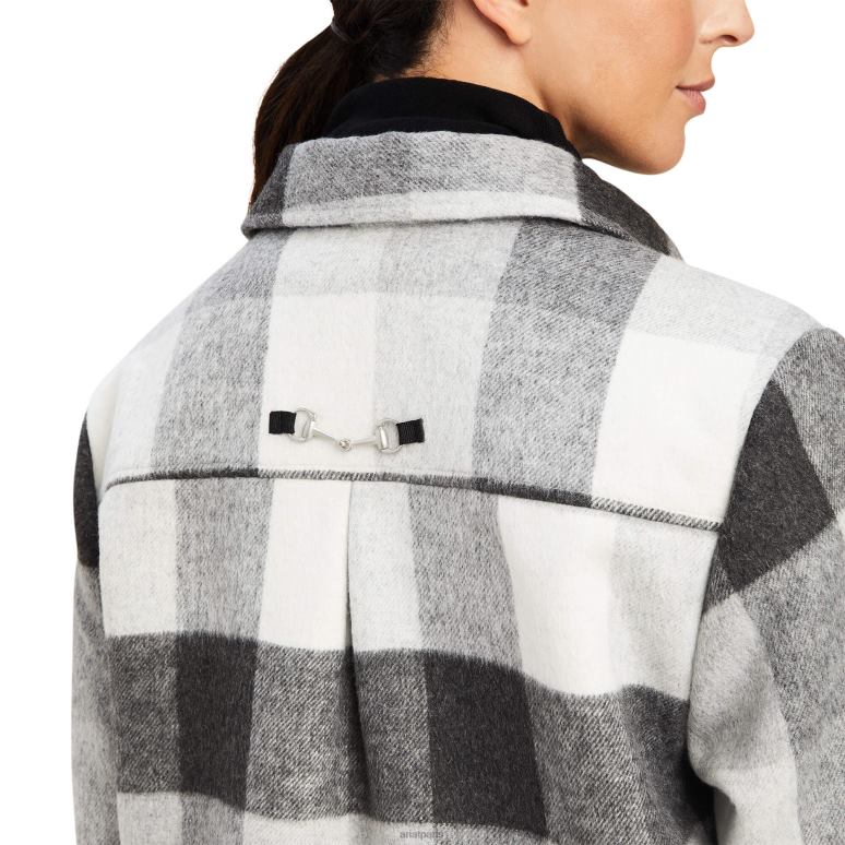RJ66P3638 veste-chemise ashford Ariat hauts carreaux gris chiné femmes
