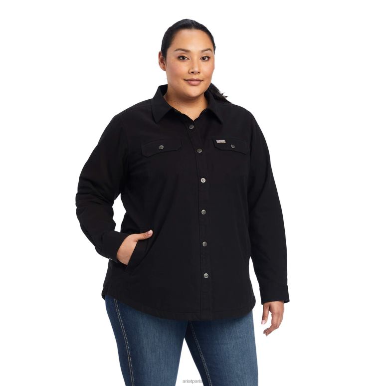 RJ66P3640 veste-chemise classique en toile rebar Ariat hauts noir femmes