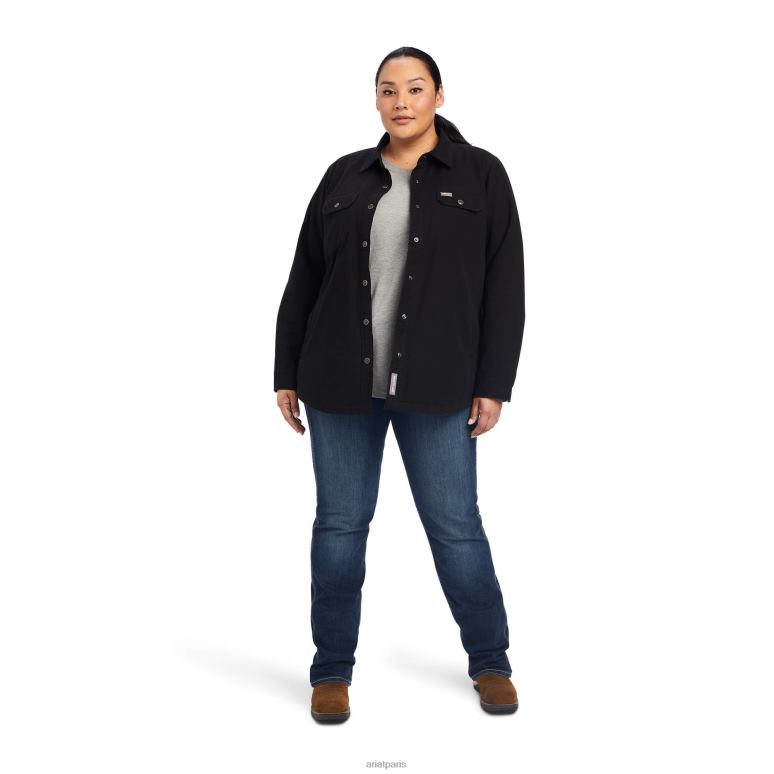 RJ66P3640 veste-chemise classique en toile rebar Ariat hauts noir femmes