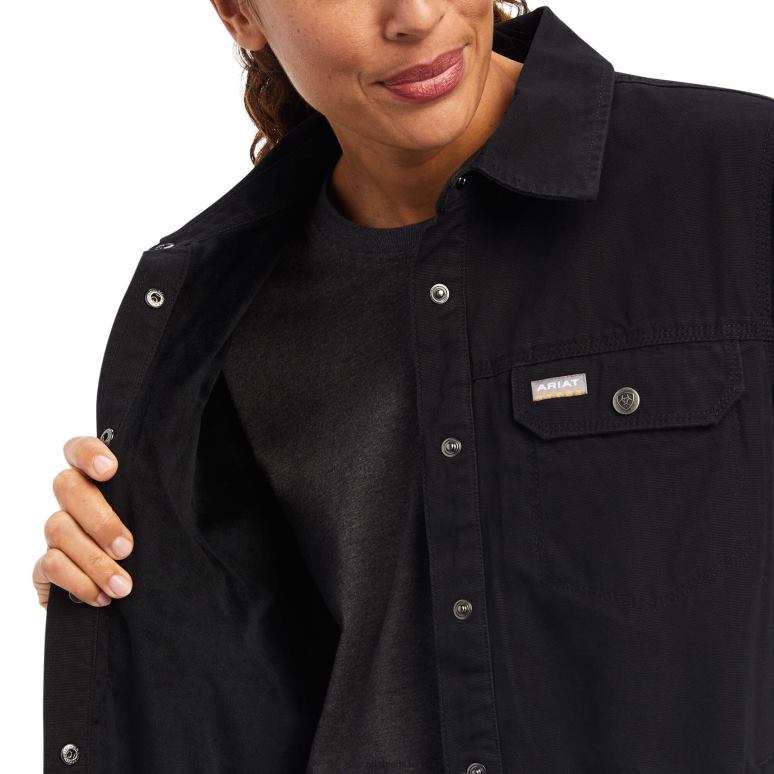 RJ66P3640 veste-chemise classique en toile rebar Ariat hauts noir femmes