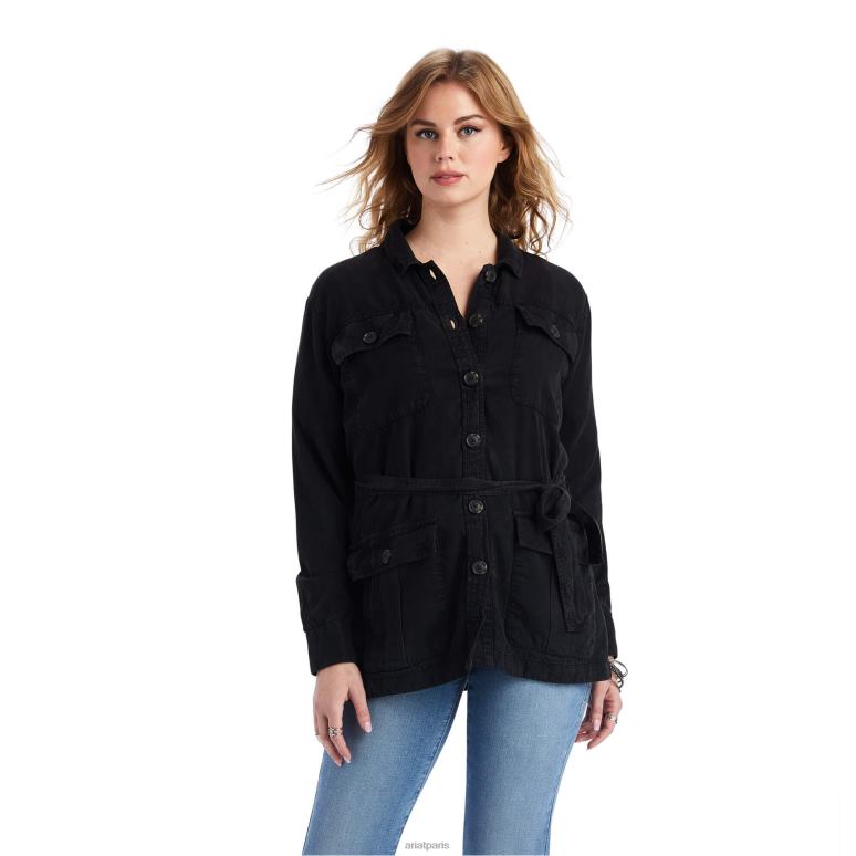 RJ66P3645 veste-chemise safari Ariat hauts noir femmes