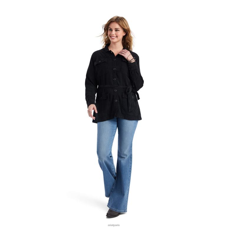 RJ66P3645 veste-chemise safari Ariat hauts noir femmes