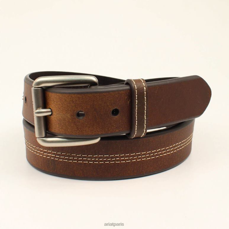 RJ66P1835 ceinture à triple couture centrale Ariat accessoires brun Hommes