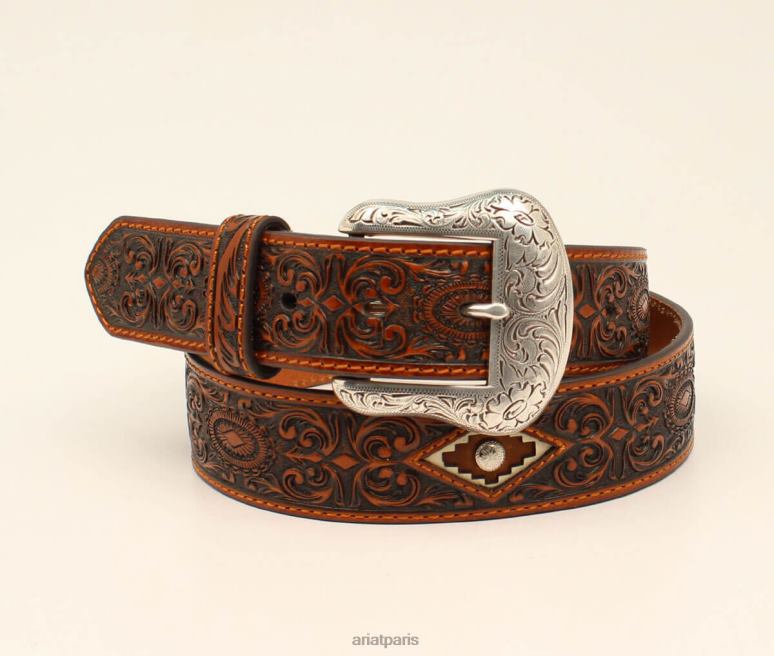 RJ66P1838 ceinture médaillon en diamant Ariat accessoires bronzer Hommes