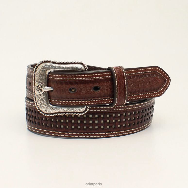 RJ66P1845 ceinture en treillis Ariat accessoires brun Hommes