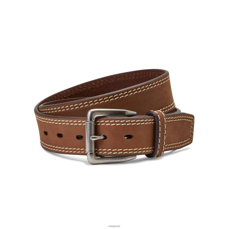 RJ66P1861 ceinture à double couture Ariat accessoires brun Hommes