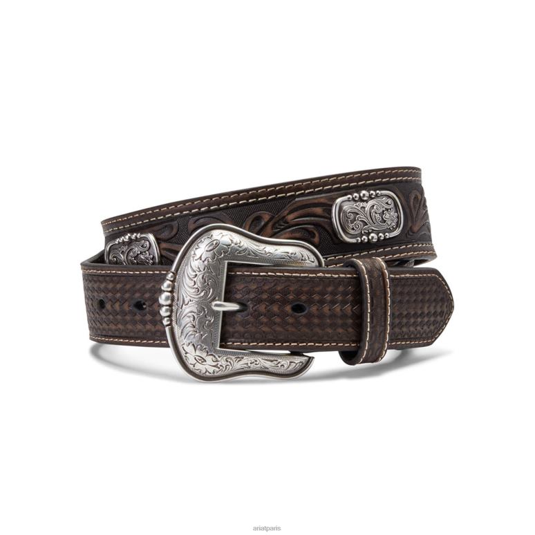 RJ66P1865 ceinture concho en filigrane Ariat accessoires brun Hommes