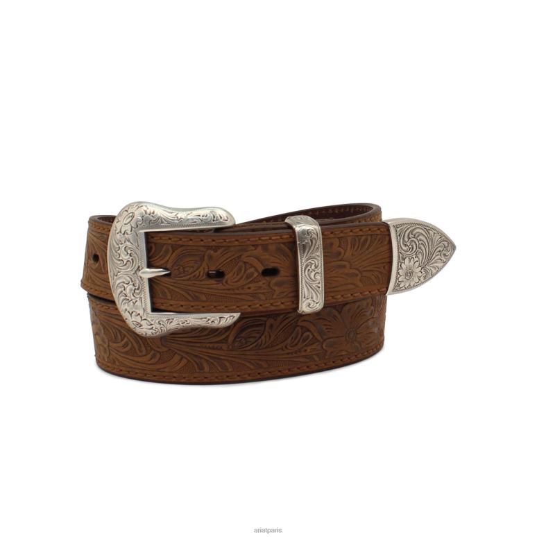 RJ66P1874 ceinture à motif feuille Ariat accessoires brun Hommes