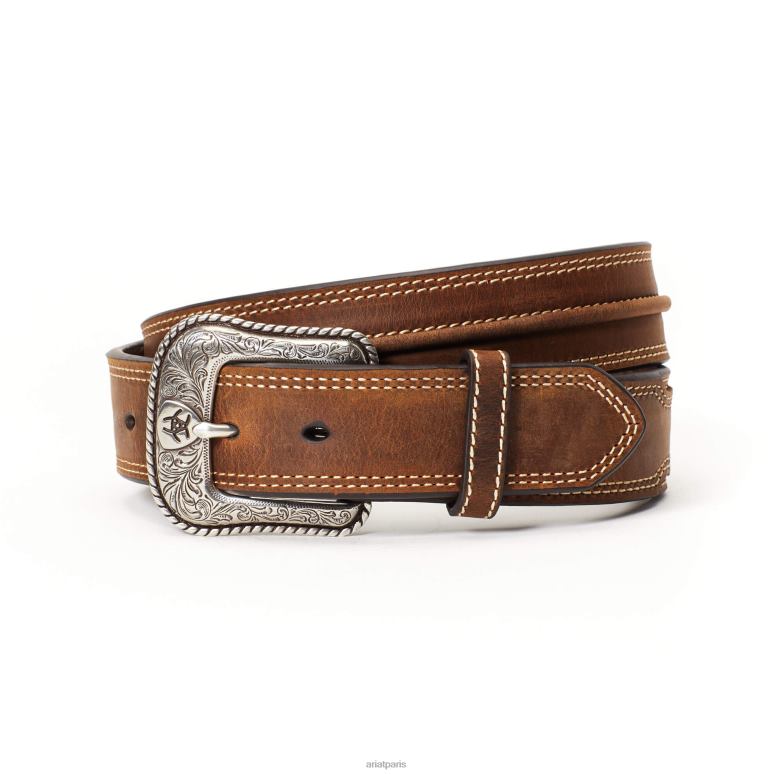 RJ66P1878 ceinture beige à crête centrale Ariat accessoires naturel Hommes