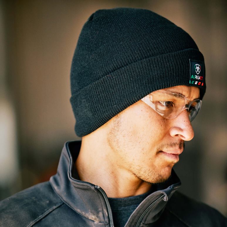 RJ66P1969 bonnet avec patch drapeau mexicain Ariat accessoires noir Hommes