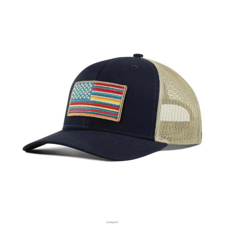 RJ66P1978 casquette à logo avec patch drapeau américain Ariat accessoires marine Hommes