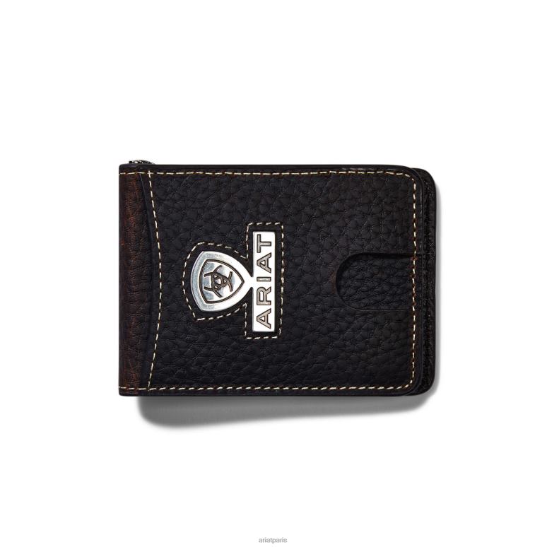 RJ66P1775 portefeuille fin à deux volets avec logo jalonné Ariat accessoires brun tapageur Hommes