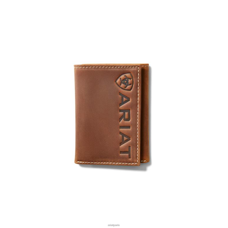 RJ66P1776 portefeuille à trois volets grand logo Ariat accessoires brun moyen Hommes