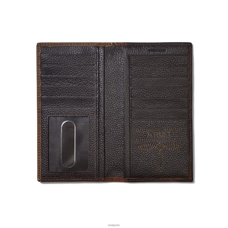 RJ66P1778 logo du portefeuille rodeo en diagonale Ariat accessoires brun Hommes