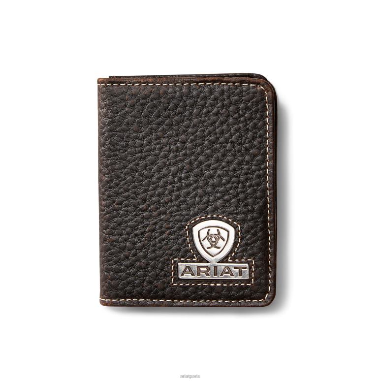 RJ66P1779 portefeuille à deux volets avec logo superposé Ariat accessoires brun tapageur Hommes