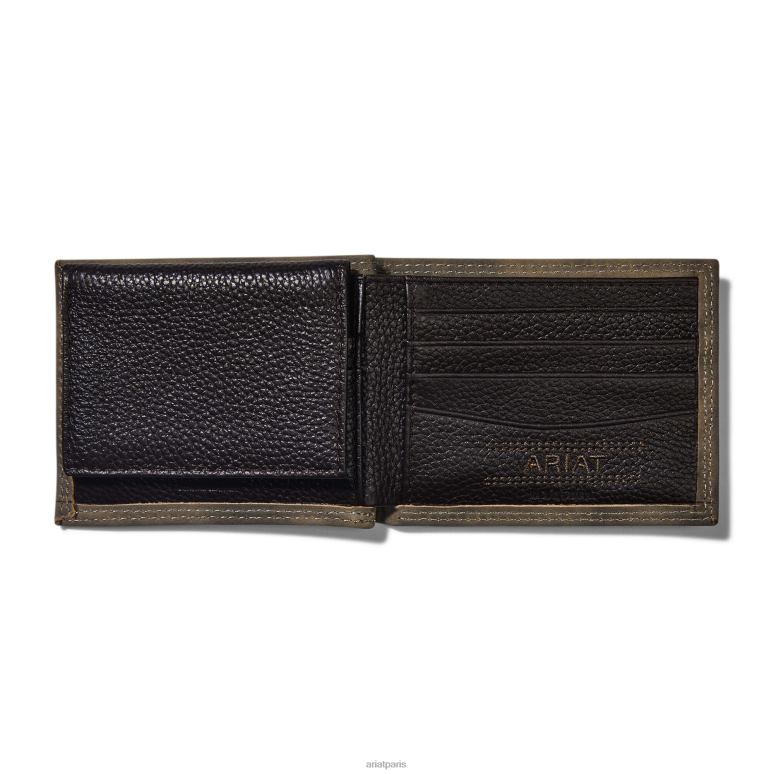 RJ66P1781 portefeuille à deux volets en daim à logo Ariat accessoires gris Hommes