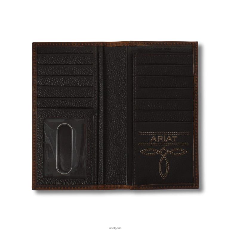 RJ66P1786 portefeuille rodéo à logo jaune Ariat accessoires brun Hommes
