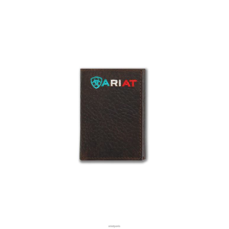 RJ66P1791 portefeuille à trois volets avec logo mexique Ariat accessoires brun Hommes