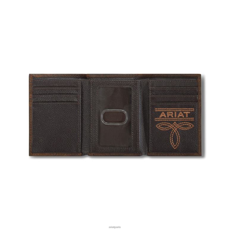 RJ66P1791 portefeuille à trois volets avec logo mexique Ariat accessoires brun Hommes