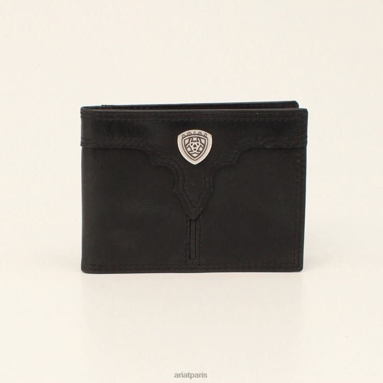 RJ66P1792 portefeuille à deux volets à crête centrale Ariat accessoires noir Hommes